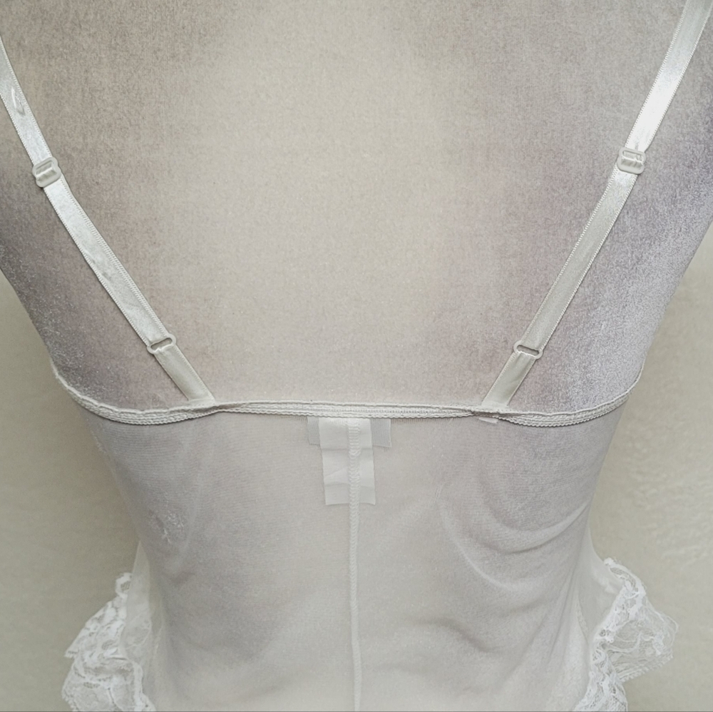 Frederick's Of Hollywood Vintage White Lace Teal Satin Lace-up Corset Lingerie S - Picture 9 of 12